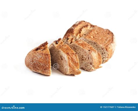 Loaf of Whole Wheat Bread with Slices Isolated on White Stock Image ...