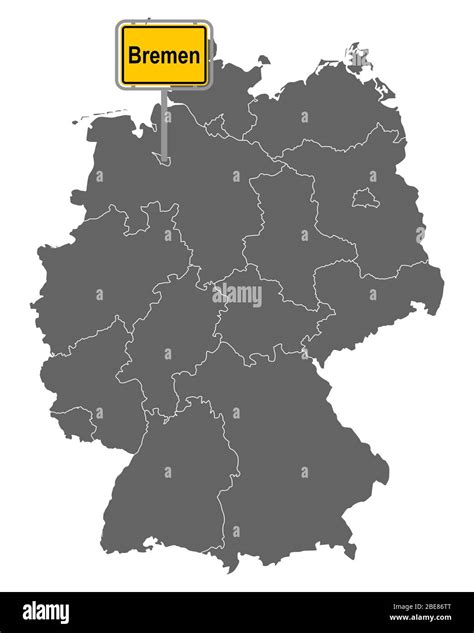 Map of Germany with road sign of Bremen Stock Photo - Alamy