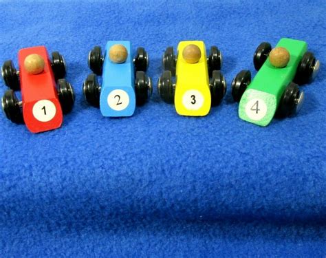 Peg People Wood Race Car Toys Set 4 Numbered Cars w Peg Doll Driver 2.5 Inches | eBay