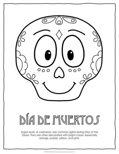 Sugar Skull Coloring Pages and Masks for Día de Muertos