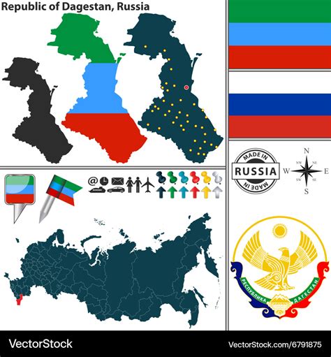 Map of Republic of Dagestan Royalty Free Vector Image