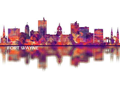 Fort Wayne Indiana Skyline #1 Mixed Media by NextWay Art - Pixels