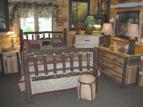 Amish Rustic Log Bedroom Set Hickory Furniture Cabin Lodge Furnishings ...