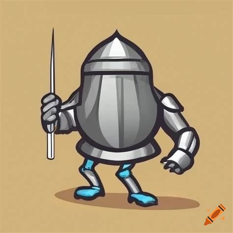 Cartoon of a swedish meatball in armor with flag on Craiyon