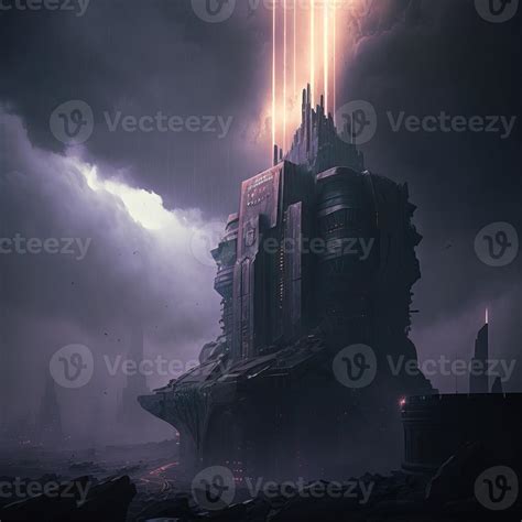 Futuristic black dark city 22190580 Stock Photo at Vecteezy