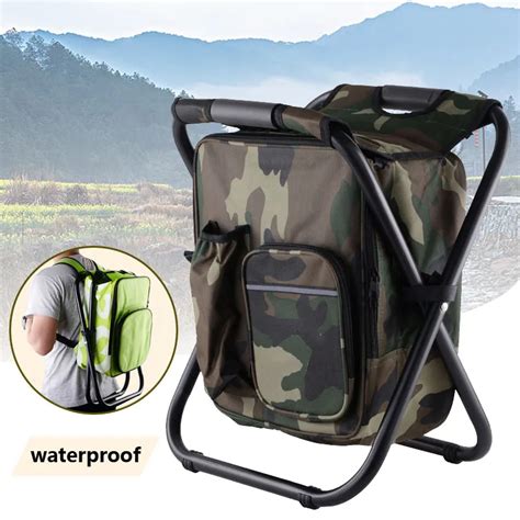 Folding fishing chair portable ice pack chair with insulation bag can be back fishing stool-in ...