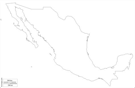 Mexico : free map, free blank map, free outline map, free base map : outline (white) | Map ...