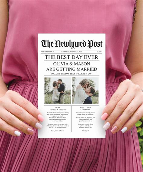 Newspaper Wedding Program Template, Printable Wedding Programs With Timeline, Infographic ...