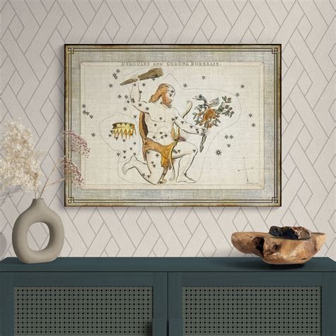 Hercules & Corona Borealis Antique Illustration Star Constellation Wal ...