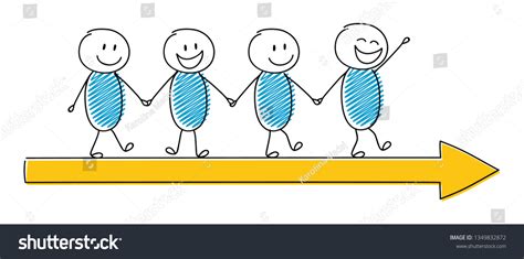 Group Funny Cartoon Stickman Walking On: vector de stock (libre de ...