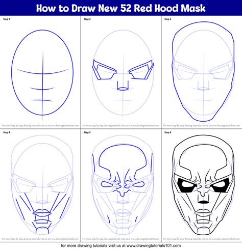 How to Draw New 52 Red Hood Mask (DC Comics) Step by Step ...