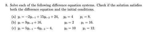 8. Solve each of the following difference equation | Chegg.com