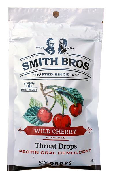 Smith Brothers Wild Cherry Throat Drops (Bag of 30 Drops) - Smart Remedies