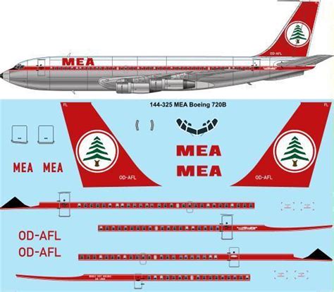 1/144 Scale Decal MEA Boeing 720