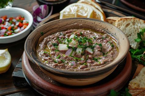 Ful Medames Traditional Egyptian Dish Made from Cooked Fava Beans Mixed with Various Spices ...