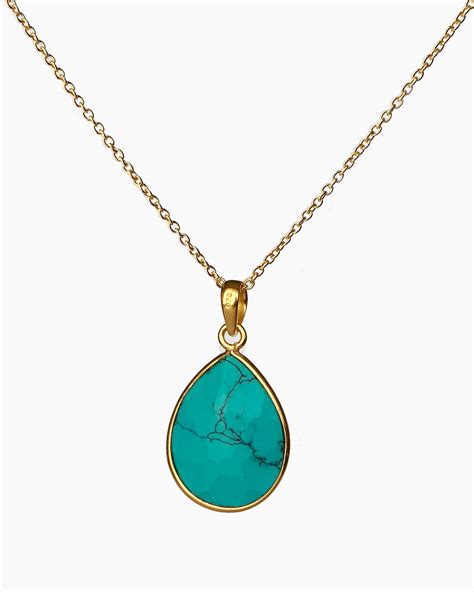 Large Turquoise Pendant Necklace - Veda Jewelry