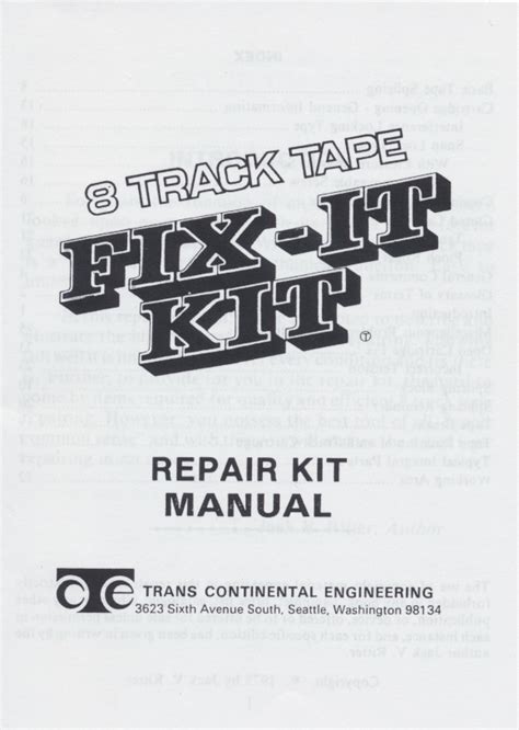 Things I finished: 8 Track Tape Fix-It Kit Repair Kit Manual