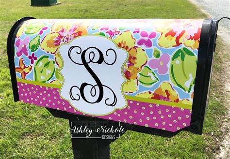 Lilly Inspired Floral Initial and Name Vinyl Mailbox Cover – AshleyNichole Designs