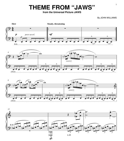 John Williams - Jaws Theme Sheet Music for Piano | Free PDF Download | BossPiano