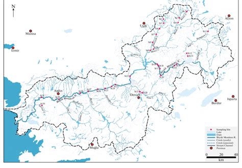 Map of the Büyük Menderes River Basin and sampling sites. | Download Scientific Diagram