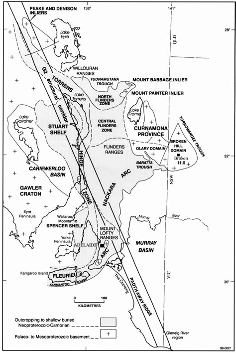 Tectonic subdivision of the Adelaide Geosyncline and Delamerian Orogen. | Download Scientific ...