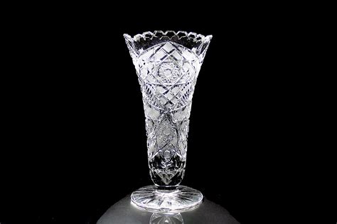 Crystal Footed Vase, Cut Glass Vase, Hobstars, Wedding Gift, Giftware