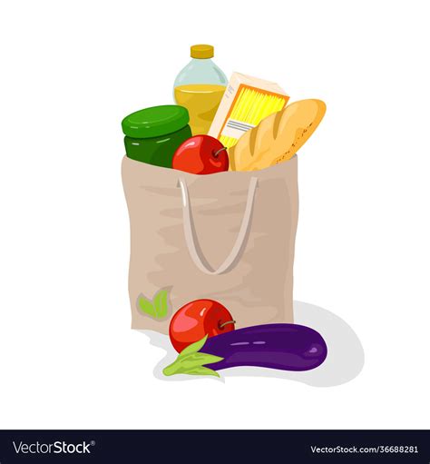 Cartoon grocery food shopping Royalty Free Vector Image