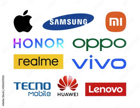 Logos Set of the World's Top Mobile Phones Brands Stock Photo | Adobe Stock