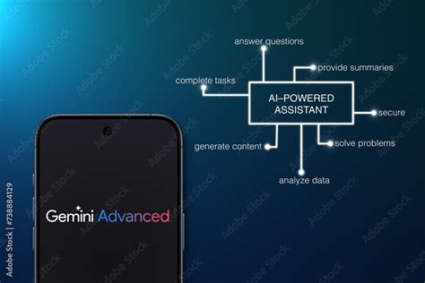 Gemini Advanced Logo is displayed on a modern smartphone, concept for ...