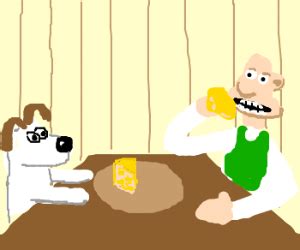 Wallace and Gromit eat cheese - Drawception