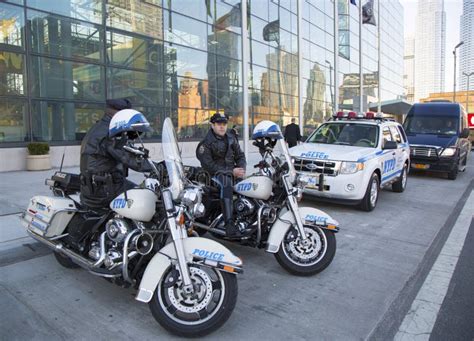 NYPD Highway Patrol Officers on Motorcycles Providing Security in ...