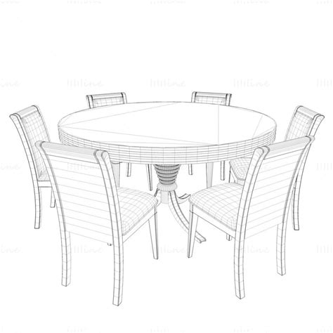 Round Dining Table 3D Model