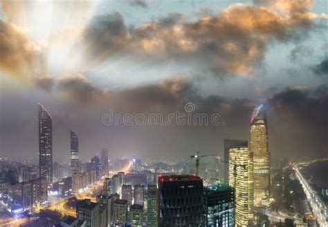 Downtown Abu Dhabi Aerial View at Night Stock Image - Image of arab ...