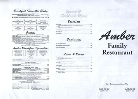 Amber Restaurant Menu, Menu for Amber Restaurant, South Salt Lake, Salt Lake City - Urbanspoon ...