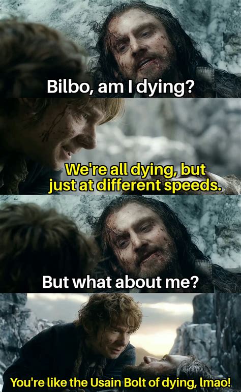 Thorin consults his personal physician Bilbo about the injuries inflicted on him : r/Hobbit_Memes