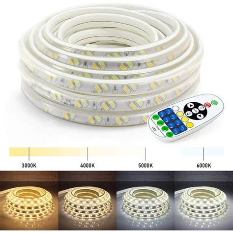 WYZworks 25ft Flexible LED Strip Lights 2-in-1 Warm & Cool White Dimmable Lighting w Remote ...