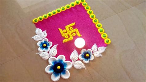 simple swastik rangoli design. Easy rangoli designs. unique rangoli ...