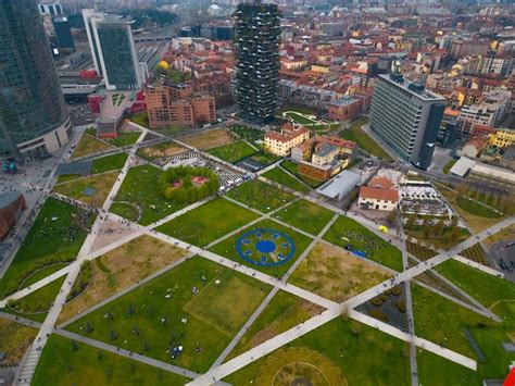 Premium Photo | Aerial view of milan city skyline