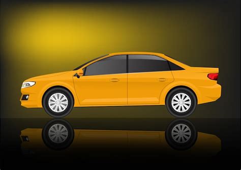 Premium Vector | Realistic yellow sedan car side view.