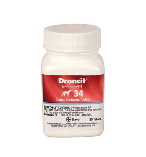 Droncit (Praziquantel) Tablets for Dogs 34mg | 1Family 1Health Pharmacy