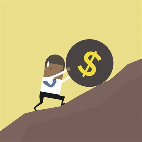 Man Pushing Rock Up Hill stock vectors - iStock