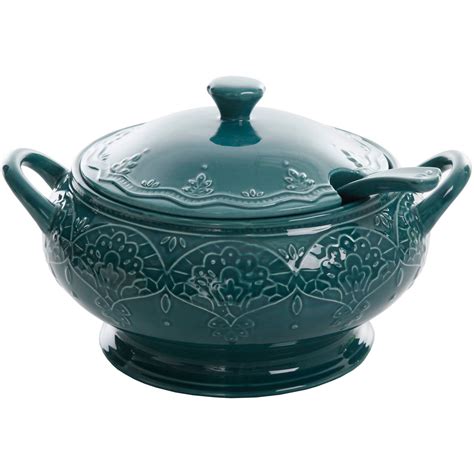 NEW Kitchen Cookware Pioneer Woman Farmhouse Lace Soup Tureen w/ Lid Ladle Teal | eBay