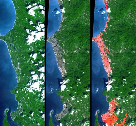 Tsunami Inundation, North of Phuket, Thailand ASTER Images and SRTM Elevation Model | NASA Jet ...