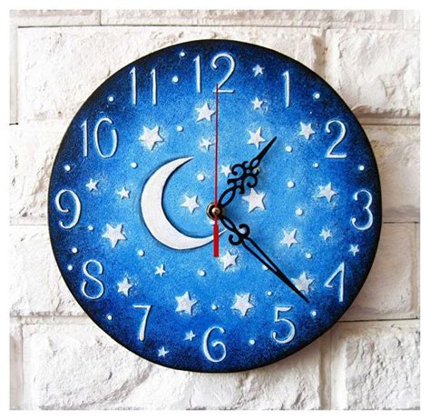 Luna y las estrellas decoración de la casa de reloj de pared | Relojes ...