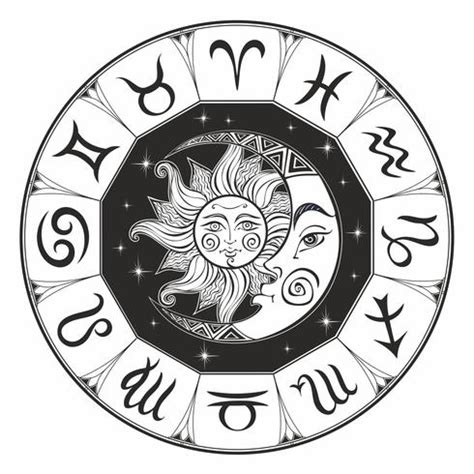 Zodiac. Astrological symbol. Horoscope. The sun and the moon. Astrology ...