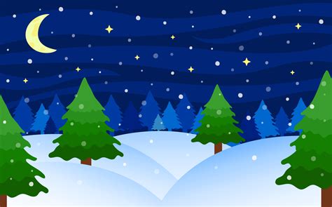 Winter night landscape. Snowy fir forest scenery. Winter season. Vector illustration 3758701 ...