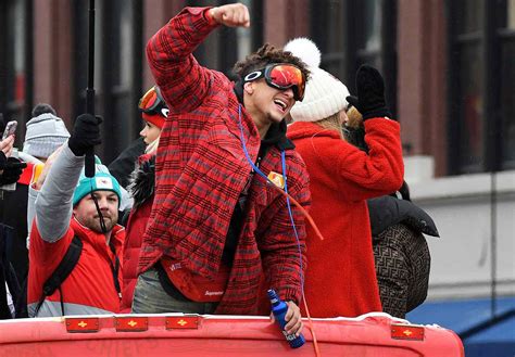 Patrick Mahomes' Girlfriend Rides in Super Bowl Parade