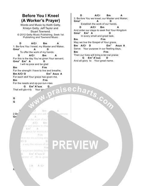 Before You I Kneel Chords PDF (Keith & Kristyn Getty) - PraiseCharts