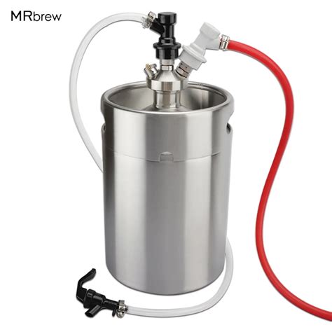 Homebrew 5L Mini Beer Keg Growler + Mini Keg Tap Beer Dispenser and Gas & Liquid Line Assembly ...