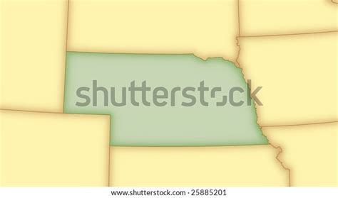 Map Nebraska Borders Surrounding States Stock Illustration 25885201 ...